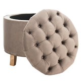 Safavieh Amelia Tufted Storage Ottoman Mushroom V2 HUD8220Y