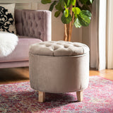 Safavieh Amelia Tufted Storage Ottoman Mushroom V2 HUD8220Y