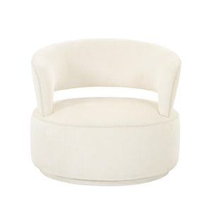 Pasargad Home Piagia Swivel Barrel Chair - Ultra-plush Silver Upholstery For Modern Comfort & Style Ivory Polyester Pzw-20087w