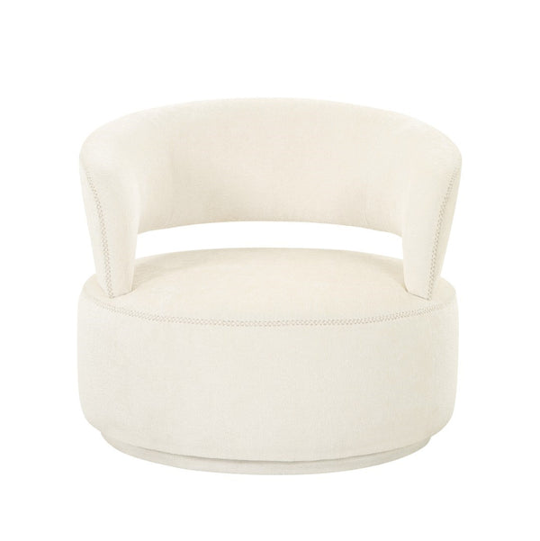 Pasargad Home Piagia Swivel Barrel Chair - Ultra-plush Silver Upholstery For Modern Comfort & Style Ivory Polyester Pzw-20087w