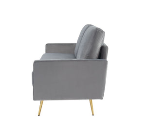 VIG Furniture Huffine Velvet Grey Sofa With Brass Legs — Mid-Century Modern 72" Two-Seat Comfort, Streamlined Elegance VGHCJYM2030-GRY