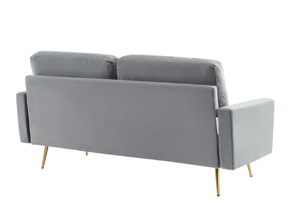 VIG Furniture Huffine Velvet Grey Sofa With Brass Legs — Mid-Century Modern 72" Two-Seat Comfort, Streamlined Elegance VGHCJYM2030-GRY