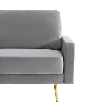 VIG Furniture Huffine Velvet Grey Sofa With Brass Legs — Mid-Century Modern 72" Two-Seat Comfort, Streamlined Elegance VGHCJYM2030-GRY