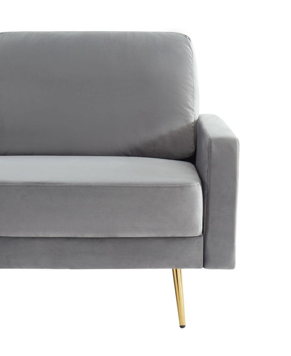 VIG Furniture Huffine Velvet Grey Sofa With Brass Legs — Mid-Century Modern 72" Two-Seat Comfort, Streamlined Elegance VGHCJYM2030-GRY