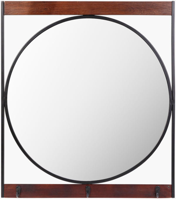 Surya Hughes 34"H X 30"W Mosaic Accent Mirror - Versatile Metal Design For Modern Home Decor & Style Frame, Black Iron Hug001-3430