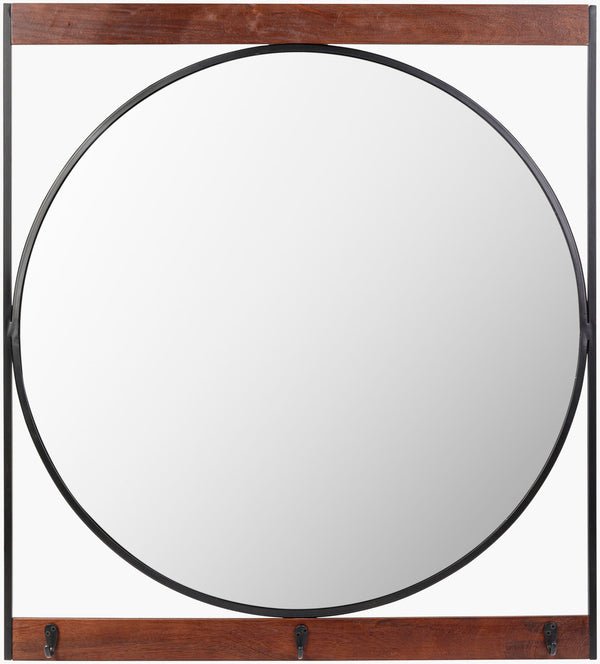 Surya Hughes 34"H X 30"W Mosaic Accent Mirror - Versatile Metal Design For Modern Home Decor & Style Frame, Black Iron Hug001-4036