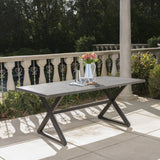 Christopher Knight Home® - Noble House - Rolando Outdoor Grey Aluminum Dining Table With Black Steel Frame