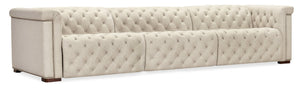 Hooker Furniture Savion Chesterfield 3-Seat Sofa In Aries Beach Performance Fabric With Power Headrests & Trim 43.00 L x 126.00W x 28.75H SS435-3PC3-414