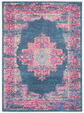 Nourison Passion PSN03 Machine Made Power-loomed Ornamental Border Indoor Only Bohemian Vintage Rug Blue, Blue 100% Polypropylene 99446397041