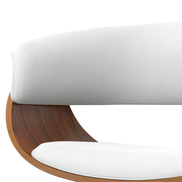 English Elm Sheldon Adjustable Swivel Bar Stool with Gas Lift and Walnut Bentwood Frame, Mid-Century Modern Design White B136P159604