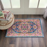 Nourison Passion PSN20 Machine Made Power-loomed Floral Border Indoor Only Bohemian  Rug Teal Multicolor, Teal Multicolor 100% Polypropylene 99446486387