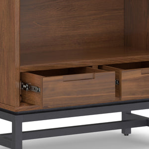 English Elm Banting Mid-Century Bookcase - Stylish Walnut Veneer With Adjustable Shelves & Industrial Frame B136P158467