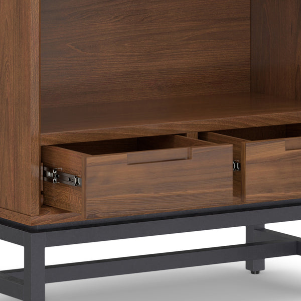 English Elm Banting Mid-Century Bookcase - Stylish Walnut Veneer With Adjustable Shelves & Industrial Frame B136P158467