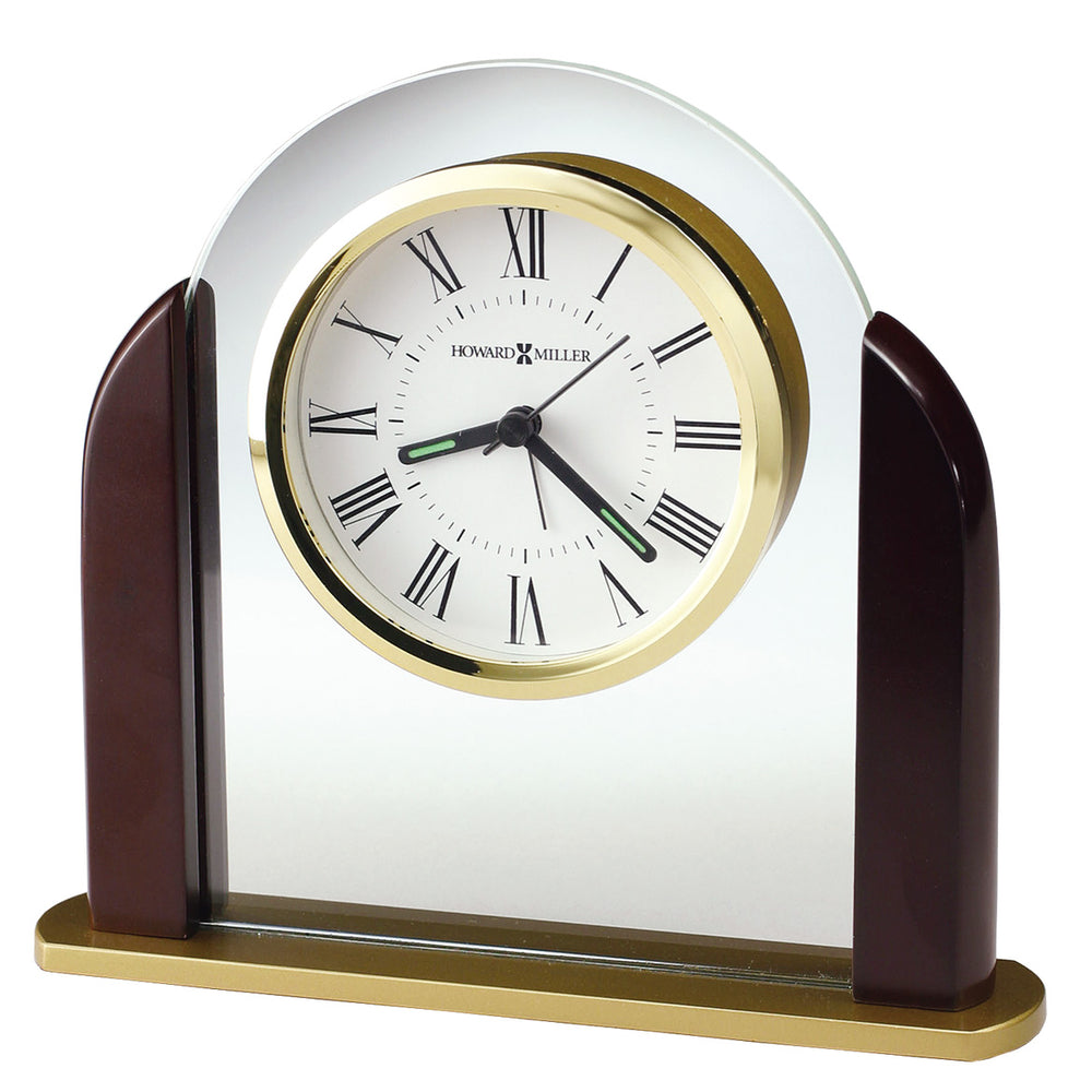 Hekman Furniture 645602 Derrick Wooden Table Clock - Classic Rosewood Design With Glass Arch & Roman Numerals  Derrick Tabletop Clock 645602