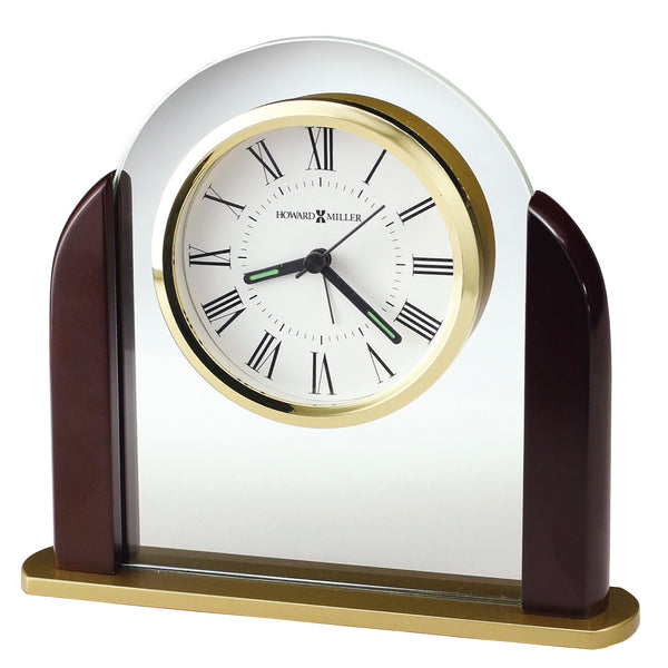 Hekman Furniture 645602 Derrick Wooden Table Clock - Classic Rosewood Design With Glass Arch & Roman Numerals  Derrick Tabletop Clock 645602