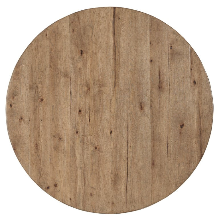 Hooker Furniture Vineyard Pecky Hickory Round Dining Table With Two-Tone Sonoma Top & Napa Base, Rustic Barrel Style 6952-75203-80