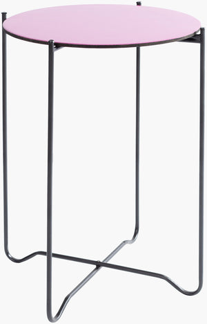Surya Hues Modern End Table - 19"H X 14"W Stylish Accent Piece For Living Room & Home Decor Revamp Top, Pink,Base, Black Manufactured Wood,Iron Hus-002