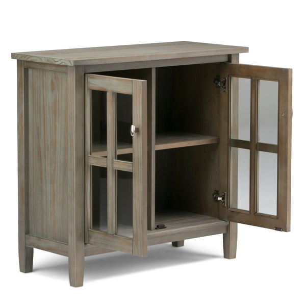 English Elm Warm Shaker - Handcrafted Low Storage Cabinet In Distressed Grey With Adjustable Shelves & Timeless Style B136P159728-GIGA