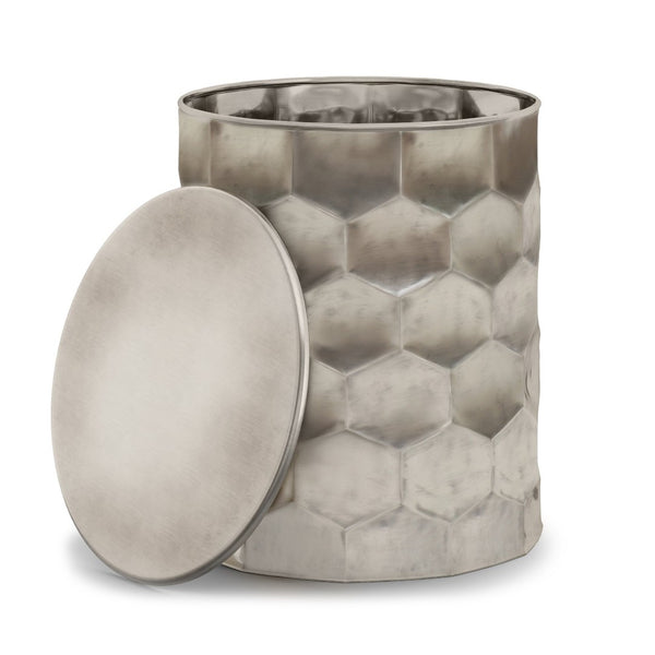 English Elm Whitney Metal Storage Side Table - Vintage Glamour With Honeycomb Texture & Removable Lid B136P158978-GIGA