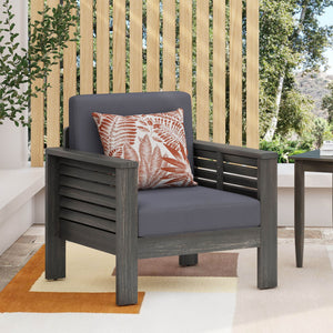English Elm Christopher Knight Home® - Outdoor Acacia Wood Club Chairs with Water-Resistant Cushions, Durable Frame, Stylish Shutter Slat Design Grey 70692.00DGRY