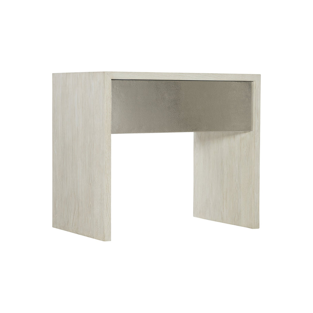 Bernhardt Bernhardt Lowe Nightstand In Jicama White Oak With Nickel Aluminum Accents, Push-Open Drawer, Safe Design 305228