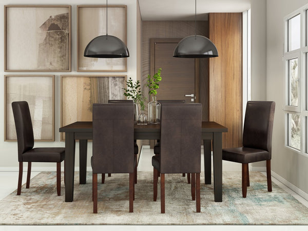 English Elm Acadian Parson Dining Chair Set Of 2 - Stylish Distressed Brown Vegan Leather, Comfort & Versatility B136P159794