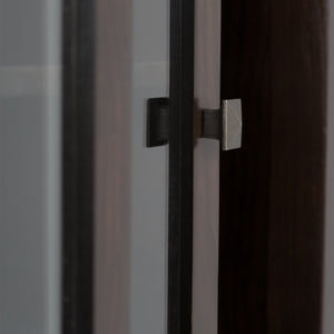 English Elm Cosmopolitan Solid Wood Medium Storage Cabinet in Dark Mahogany Brown with Sliding Glass Doors, Adjustable Shelves B136P159521