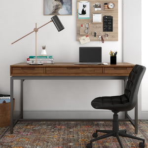 English Elm Banting Mid-Century Desk In Medium Saddle Brown - Stylish Storage With Modern Industrial Flair B136P158457