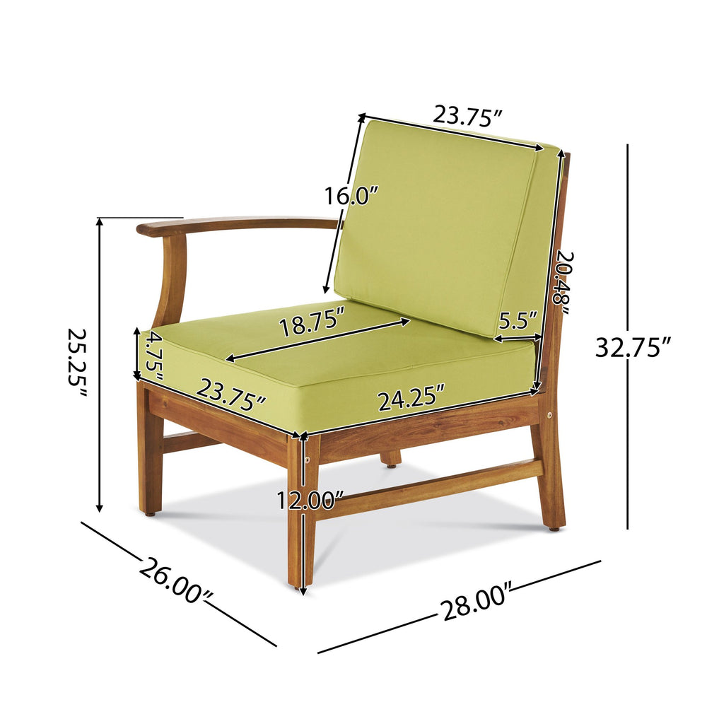 English Elm Perla Armless Accent Chair Tailored Low Profile Upholstered Seat for Living Room Green 58941.00L-R-CON-M2GRN