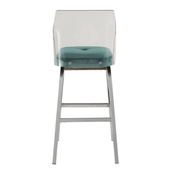 Homelegance By Top-Line Darrion Velvet Bar Height Swivel Stools (Set of 2) Teal Metal