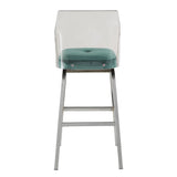 Homelegance By Top-Line Darrion Velvet Bar Height Swivel Stools (Set of 2) Teal Metal