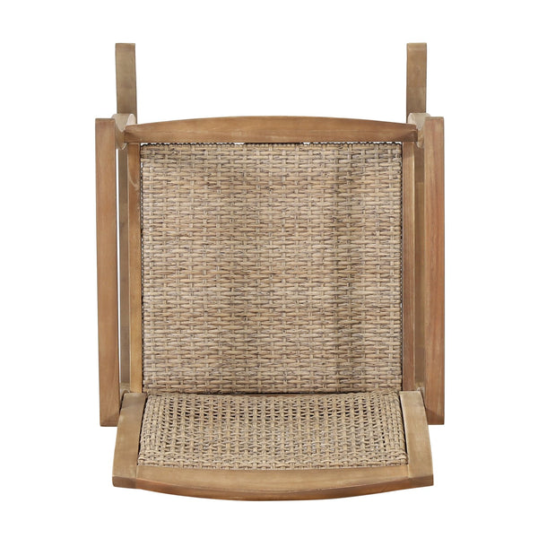 English Elm Christopher Knight Home® - ANTELOPE Acacia Wood Rocking Chair in Light Brown with Polyethylene Rattan Seat, Durable Outdoor Relaxer 71983.00MLBRN