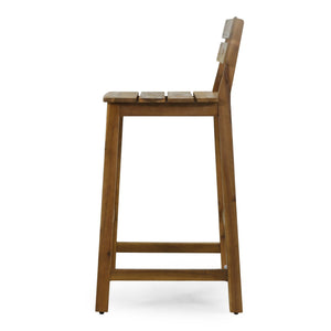 English Elm Christopher Knight Home® - ASHLYN Acacia Barstools Set of 2 - Rustic Teak Finish Outdoor/Indoor Stools with Backs, 400 lb Capacity 71890.00