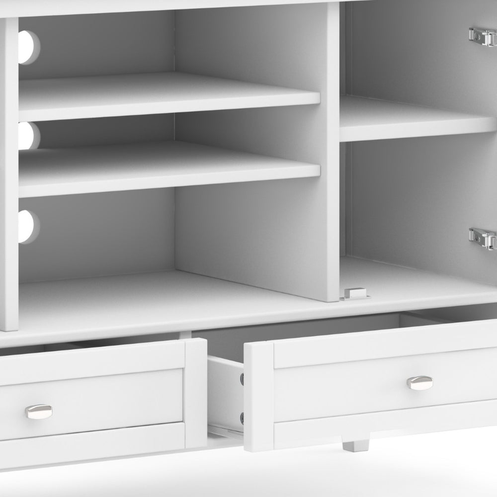 English Elm Warm Shaker Tv Media Stand - Handcrafted White Storage Solution With Classic Style & Cable Management B136P159674-GIGA