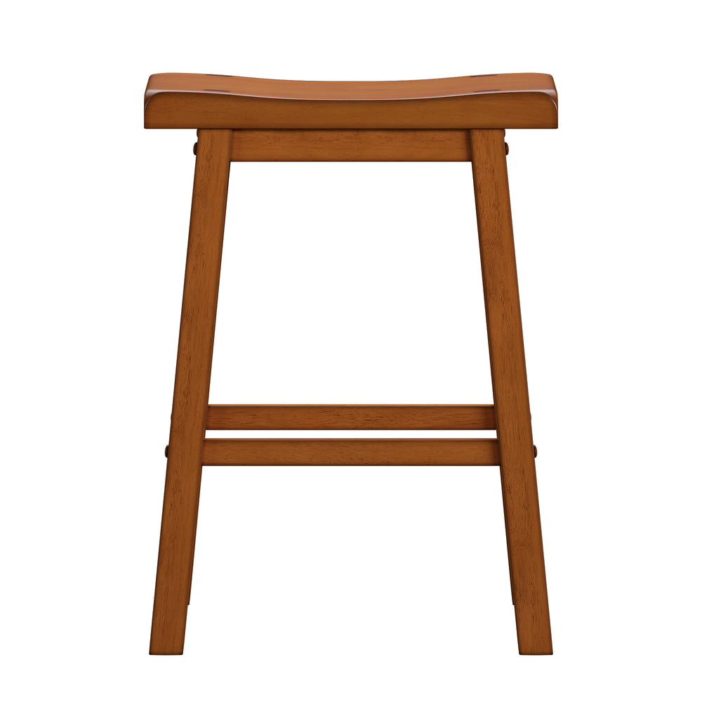Homelegance By Top-Line Barrett Saddle Seat Counter Height Backless Stools (Set of 2) Oak Rubberwood