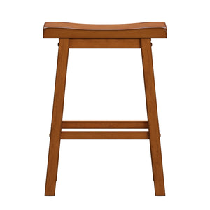 Homelegance By Top-Line Barrett Saddle Seat Counter Height Backless Stools (Set of 2) Oak Rubberwood