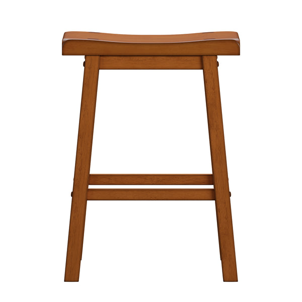 Homelegance By Top-Line Barrett Saddle Seat Counter Height Backless Stools (Set of 2) Oak Rubberwood