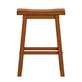 Homelegance By Top-Line Barrett Saddle Seat Counter Height Backless Stools (Set of 2) Oak Rubberwood