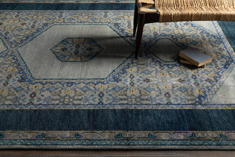 Haven HVN-1218 5'6" x 8'6" Handmade Rug HVN1218-5686  Navy, Charcoal, Teal, Blue, Olive Surya