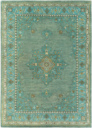 Surya Haven Handmade Wool Rug 2' X 3' - Elegant Low-pile Design, Durable & Timeless Home Accent Piece Emerald Wool Hvn1227-23