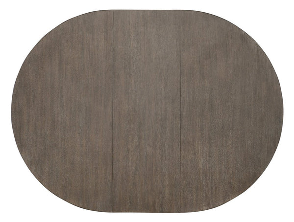 Hooker Furniture Modern Mood Round Dining Table With Alabaster Oak Veneer, Pewter Banding And 18" Leaf Extension Medium Brown 6850-75201-89