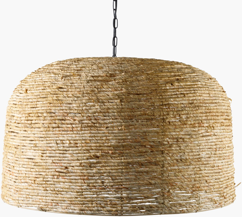 Surya Himavat 32"L X 32"W X 90"H Hand-painted Pendant Light - Rustic Industrial Charm For Any Space Fixture, Black,Shade, Cream,Cord, Black Rattan Hvt-001