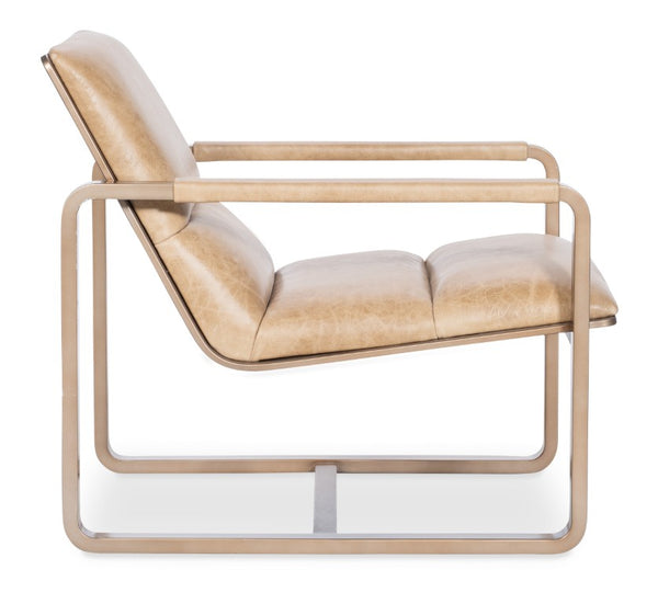 Hooker Furniture Cooper Firenze Ghiaia Leather Lounge Chair With Gold Frame, Armless Sculptural Design For Luxe Spaces CC900-01-081