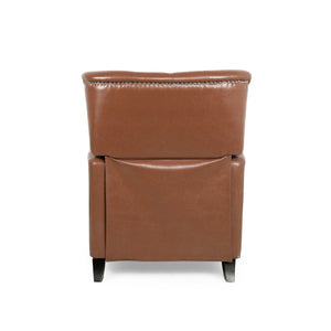 English Elm Christopher Knight Home® - Button Button Tufted Heavy Duty Manual Push-Back Recliner Chair with Nailhead Accents and Comfort Backrest Light Brown 71976.00PUCOGN