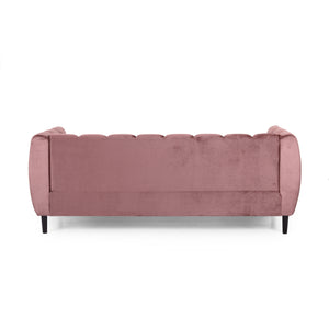 English Elm Miranda Channel Stitch Velvet Sofa Glam Living Room Seating with Tapered Birch Legs Blush 68604.00ABLSH_68604.00BBLSH