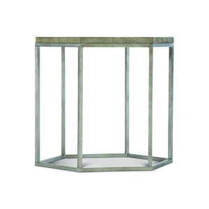 Bernhardt Bernhardt Hexagonal End Table With Distressed Pine Top & Glazed Silver Tubular Frame, 24"W X 25"H 398124G