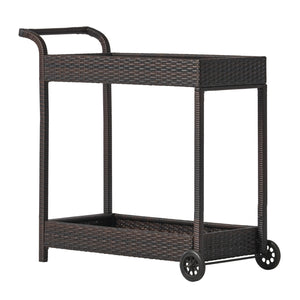 English Elm Savona Woven Resin Wicker Bar Cart with Rolling Casters for Patio or Living Room 56215.00MBRN