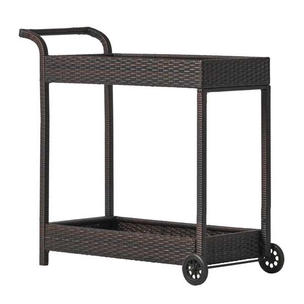 English Elm Savona Woven Resin Wicker Bar Cart with Rolling Casters for Patio or Living Room 56215.00MBRN