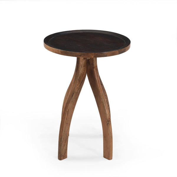 English Elm End Table Solid Mango Wood Sculptural Lipped Top Bohemian Living Room Accent 67332.00
