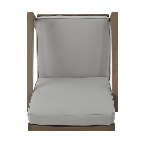 English Elm Christopher Knight Home® - LEAH Acacia 3-Piece Outdoor Chat Set with Water-Resistant Cushions and Slat Paneled Tabletop Beige 40 L x 25.75 W x 18.75 H 60915.00GRY